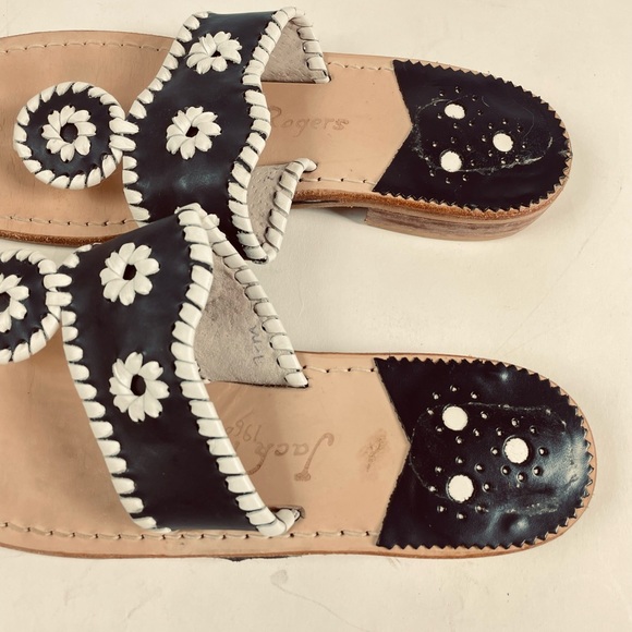 Jack Rogers Womens Navajo Blue With White Stitching Thong Sandals Size 9.5 M. - Picture 5 of 9